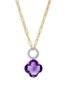 Bloomingdale's Amethyst Clover & Diamond Pendant Necklace In 14k Yellow & White Gold, 16 In Amethyst
