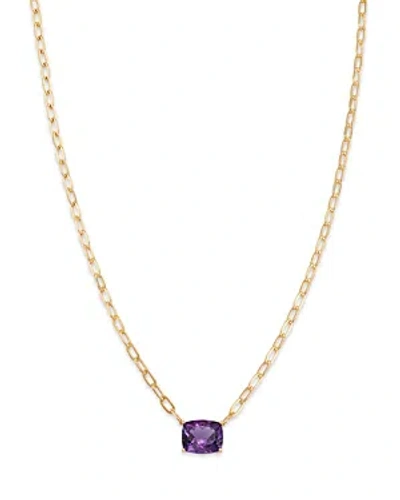 Bloomingdale's Amethyst Solitaire Pendant Necklace In 14k Yellow Gold, 18 In Purple/gold