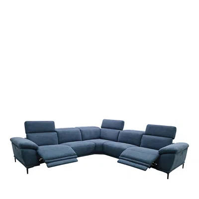 Bloomingdale's Aprile Fabric Reclining Sectional Sofa In Blue