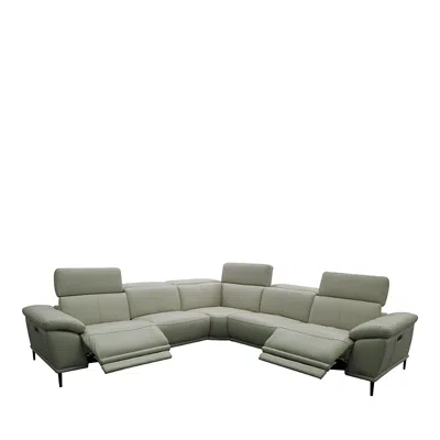 Bloomingdale's Aprile Leather Reclining Sectional Sofa In Frost