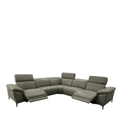 Bloomingdale's Aprile Leather Reclining Sectional Sofa In Taupe