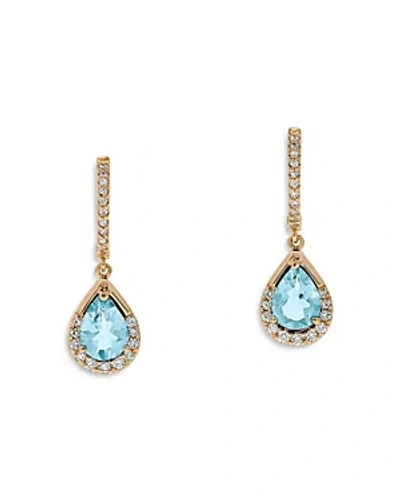 Bloomingdale's Aquamarine & Diamond Pear Drop Earrings In 14k Yellow Gold In Blue/gold