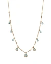 BLOOMINGDALE'S AQUAMARINE & DIAMOND STATION DANGLE COLLAR NECKLACE IN 14K YELLOW GOLD, 18