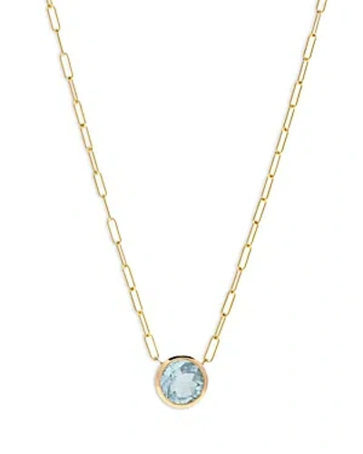 Bloomingdale's Aquamarine Pendant Necklace In 14k Yellow Gold, 16 - 100% Exclusive In Aquamarine/gold