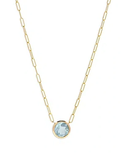 Bloomingdale's Aquamarine Pendant Necklace In 14k Yellow Gold, 16 In Aquamarine/gold