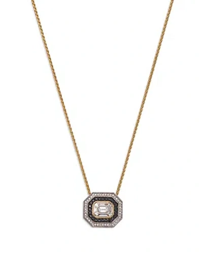 Bloomingdale's Black & White Diamond Octagon Pendant Necklace In 14k White & Yellow Gold, 1.25 Ct. T.w. In Black/gold