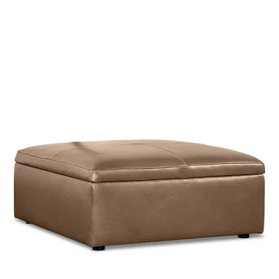 Bloomingdale's Bloomingdales Alice Large Square Storage Ottoman, In Leather In Brighton Dune