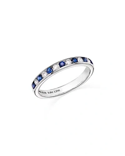 Bloomingdale's Blue Sapphire & Diamond Band In 14k White Gold In Blue/white