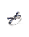 BLOOMINGDALE'S BLUE SAPPHIRE & DIAMOND BOW RING IN 14K WHITE GOLD