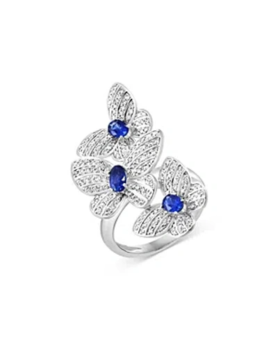 Bloomingdale's Blue Sapphire & Diamond Butterfly Statement Ring In 14k White Gold