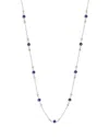 Bloomingdale's Blue Sapphire & Diamond Station Collar Necklace In 14k White Gold, 18 In Blue Sapphire/white