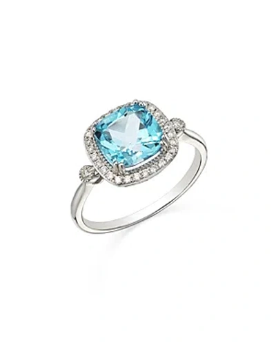 Bloomingdale's Blue Topaz & Diamond Cushion Halo Ring In 14k White Gold In Metallic