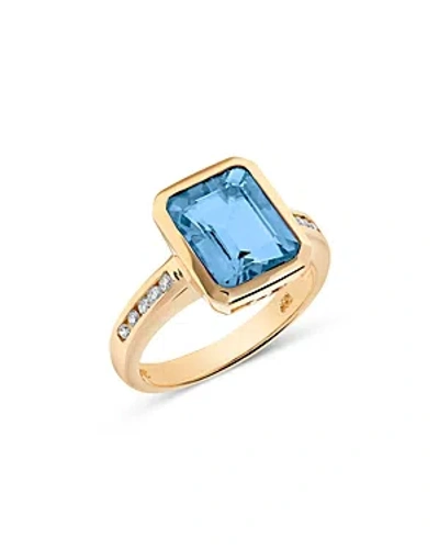 Bloomingdale's Blue Topaz & Diamond Statement Ring In 14k Yellow Gold