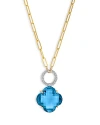 Bloomingdale's Blue Topaz Clover & Diamond Pendant Necklace In 14k Yellow & White Gold, 16 In Blue Topaz