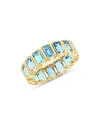 BLOOMINGDALE'S BLUE TOPAZ EMERALD CUT ETERNITY BAND IN 14K YELLOW GOLD