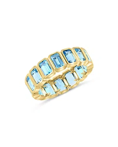 Bloomingdale's Blue Topaz Emerald Cut Eternity Band In 14k Yellow Gold