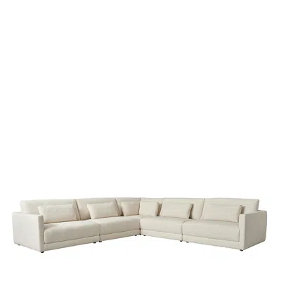 Bloomingdale's Brody 5 Piece Sectional In Forest Basket Weave Cream