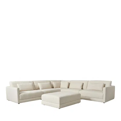 Bloomingdale's Brody 6 Piece Sectional In Forest Basket Weave Cream