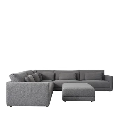 Bloomingdale's Brody 6 Piece Sectional In Jacquard Boucle Grey