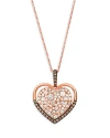 BLOOMINGDALE'S BROWN & CHAMPAGNE DIAMOND SCATTERED HEART CLUSTER PENDANT NECKLACE IN 14K ROSE GOLD, 0.94 CT. T.W.