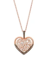 Bloomingdale's Brown & Champagne Diamond Scattered Heart Cluster Pendant Necklace In 14k Rose Gold, 0.94 Ct. T. W. In Brown/pink