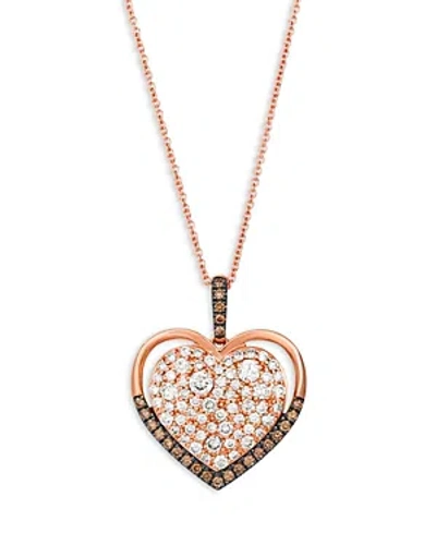 Bloomingdale's Brown & Champagne Diamond Scattered Heart Cluster Pendant Necklace In 14k Rose Gold, 0.94 Ct. T. W. In Brown/pink