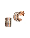 Bloomingdale's Brown & White Diamond Huggie Hoop Earrings In 14k Rose Gold, 0.51 Ct. T. W. In Brown/pink