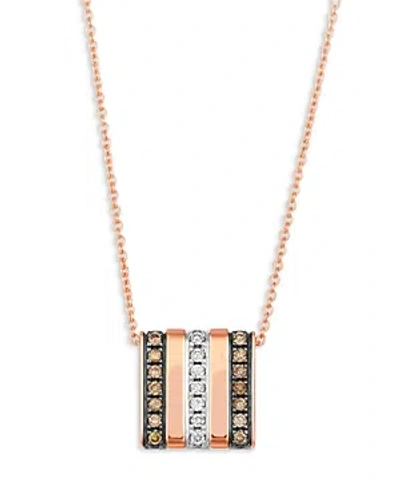 Bloomingdale's Brown & White Diamond Pendant Necklace In 14k Rose Gold, 0.19 Ct. T. W. In Brown/pink