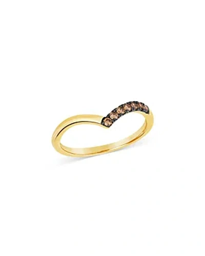 Bloomingdale's Brown Diamond Chevron Ring In 14k Yellow Gold, 0.15 Ct. T. W. In Brown/gold