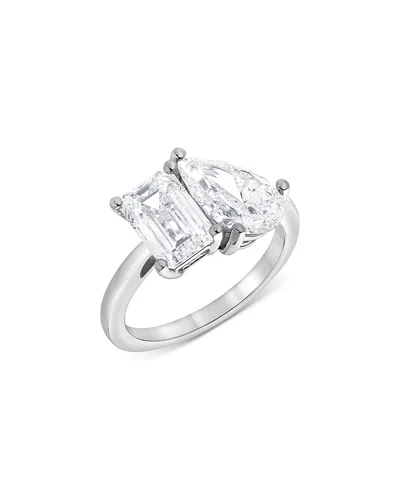 Bloomingdale's Certified Diamond Lab Grown Pear & Emerald Cut Toi Et Moi Engagement Ring In 18k White Gold, 4.0 Ct.