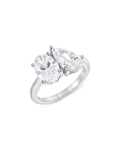 Bloomingdale's Certified Diamond Lab Grown Pear & Oval Toi Et Moi Engagement Ring In 18k White Gold, 4.0 Ct. T. W.