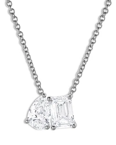 Bloomingdale's Certified Lab Grown Diamond Toi Et Moi Pendant Necklace In 18k White Gold, 2.22 Ct. T. W.