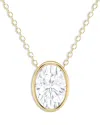 Bloomingdale's Certified Lab Grown Oval Cut Diamond Bezel Set Pendant Necklace In 18k Yellow Gold, 3.0 Ct. T. W. In Gold