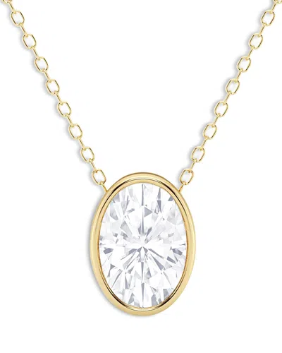 Bloomingdale's Certified Lab Grown Oval Cut Diamond Bezel Set Pendant Necklace In 18k Yellow Gold, 3.0 Ct. T. W.