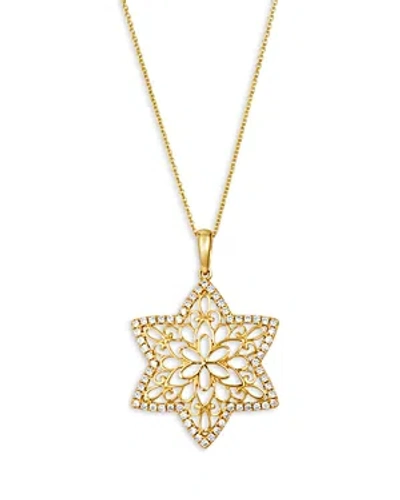 Bloomingdale's Champagne Diamond Filigree Star Pendant Necklace In 14k Yellow Gold, 0.4 Ct. T.w.