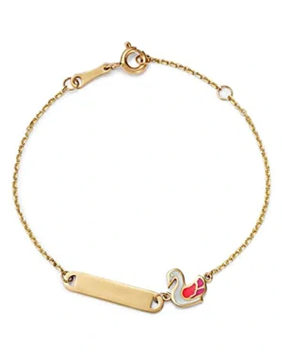 Bloomingdale's Kids' Children's Swan Id Bracelet In 14k Yellow Gold In Gray