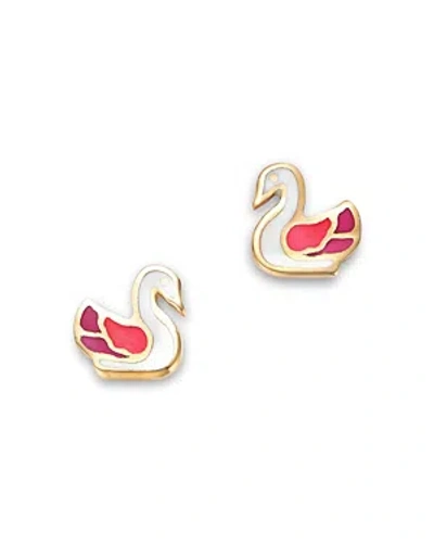 Bloomingdale's Kids' Children's Swan Stud Earrings In 14k Yellow Gold