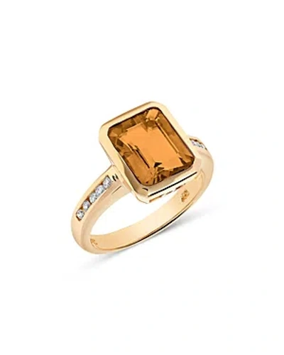 Bloomingdale's Citrine & Diamond Statement Ring In 14k Yellow Gold In Orange/gold