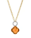 BLOOMINGDALE'S CITRINE CLOVER & DIAMOND PENDANT NECKLACE IN 14K YELLOW & WHITE GOLD, 16