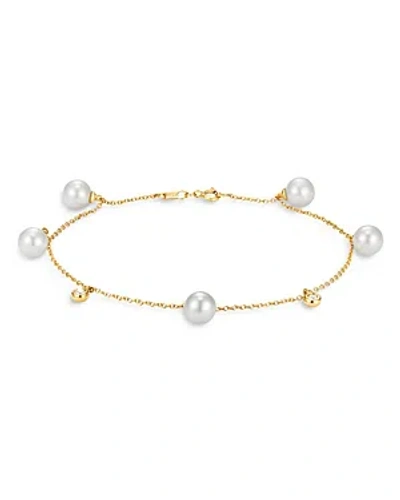 Bloomingdale's Cultured Freshwater Pearl & Diamond Bezel Bracelet In 14k Yellow Gold