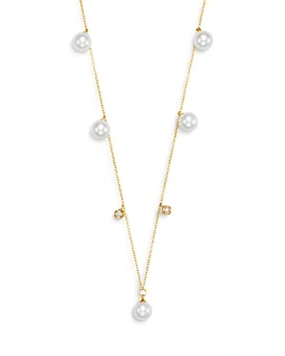 Bloomingdale's Cultured Freshwater Pearl & Diamond Bezel Collar Necklace In 14k Yellow Gold, 16-18