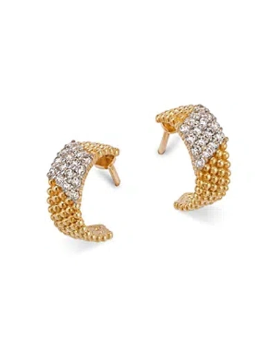 Bloomingdale's Diamond & Beaded Small Half Hoop Earrings In 14k Yellow Gold, 1.30 Ct. T. W.
