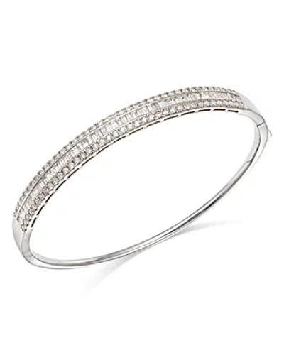 Bloomingdale's Diamond Baguette & Round Bangle Bracelet In 14k White Gold, 3.0 Ct. T. W.