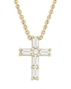 Bloomingdale's Diamond Baguette & Round Cross Pendant Necklace In 14k Yellow Gold, 0.16 Ct. T. W. In Gold