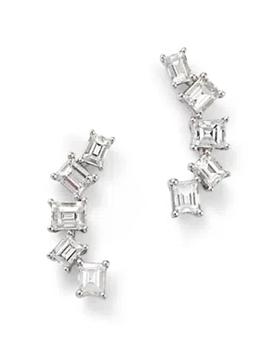 Bloomingdale's Diamond Baguette Curved Ear Climbers In 14k White Gold, 0.65 Ct. T. W.