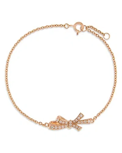 Bloomingdale's Diamond Bow Chain Bracelet In 14k Rose Gold, 0.14 Ct. T. W. In Pink