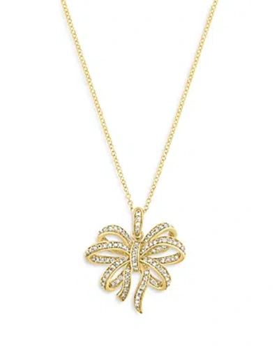 Bloomingdale's Diamond Bow Pendant Necklace In 14k Yellow Gold, 0.50 Ct. T. W.