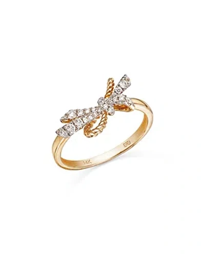 Bloomingdale's Diamond Bow Ring In 14k Yellow Gold, 0.25 Ct. T.w.