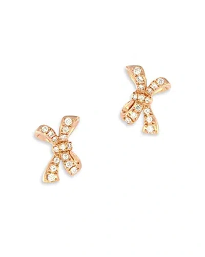Bloomingdale's Diamond Bow Stud Earrings In 14k Rose Gold, 0.17 Ct. T.w.