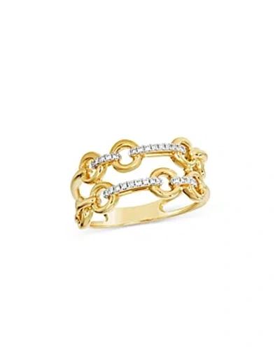 Bloomingdale's Diamond Chain Link Double Row Ring In 14k Yellow Gold, 0.10 Ct. T. W.